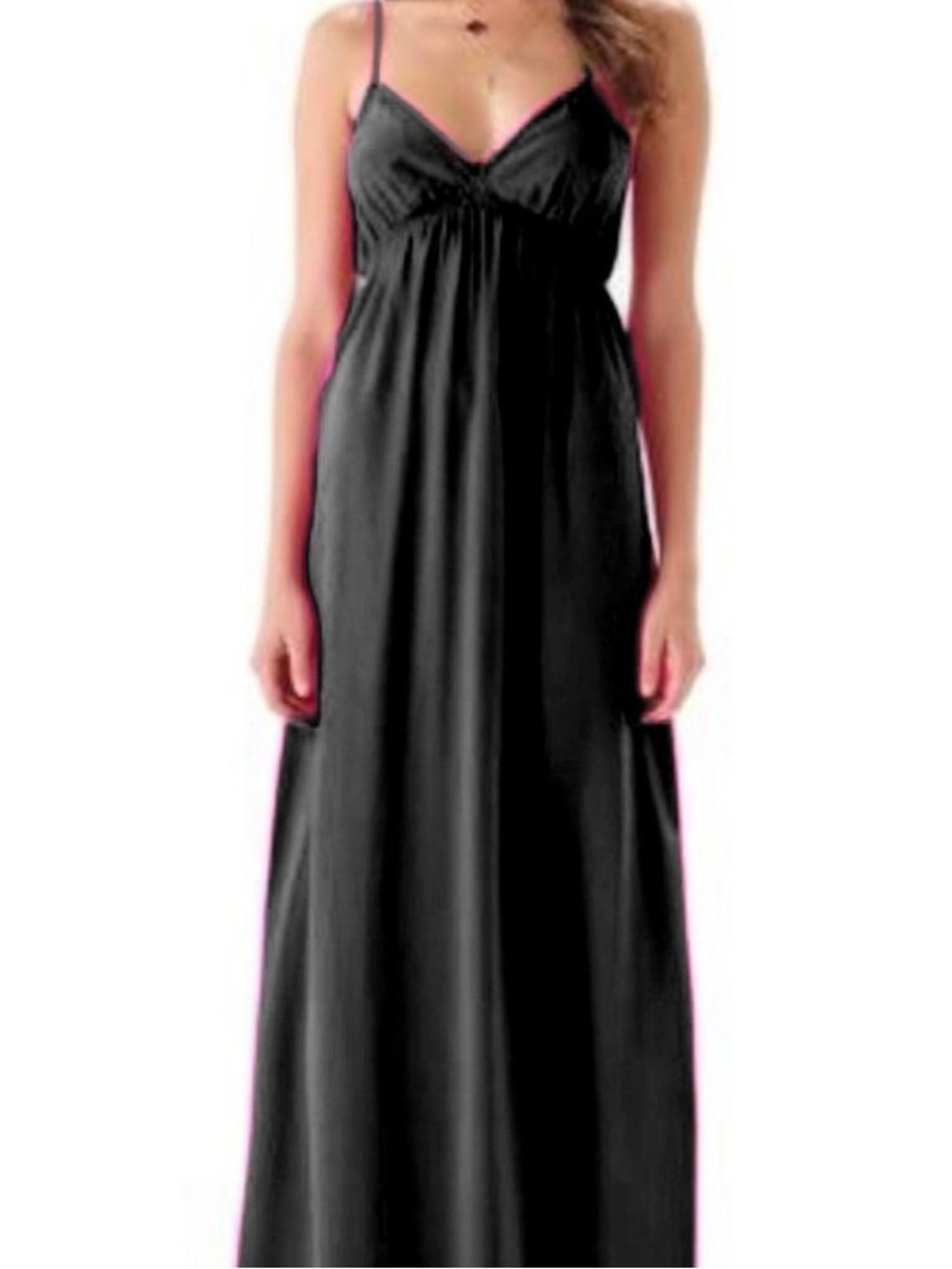 Cynthia Vincent Dark Gray Silk Maxi Dress size small